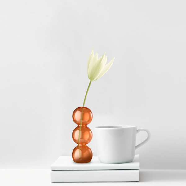 Bubble Vas Glas Gul Söt 16,4×6cm 2,5cm Mun Bubble Tre Bollar Blomvas för Vardagsbord
