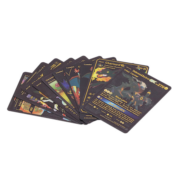 55 stk skinnende kort PVC engelsk samling tegneserie spil Samling forskellige kort til at spille spil sort