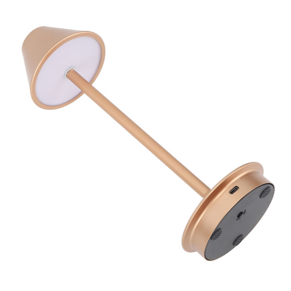 Trådløs bordlampe Modern Style Iron Art 3 Farger Trinnløs dimmer Bærbar LED-bordlampe med berøringskontroll Rose Gold