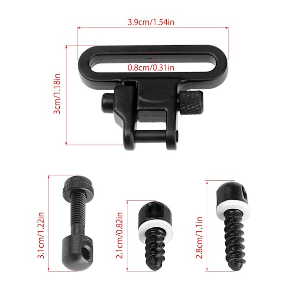 QD Sling Swivels Højstyrke stål 2 Hurtige aftagelige Sling Swivels Tri Lock System Montering med 3 dele Sling Swivel Dubber