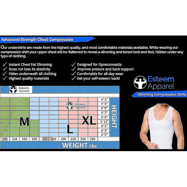 Brystkompressionstrøje til mænd - Hvid, Skjul Gynekomasti & Moobs