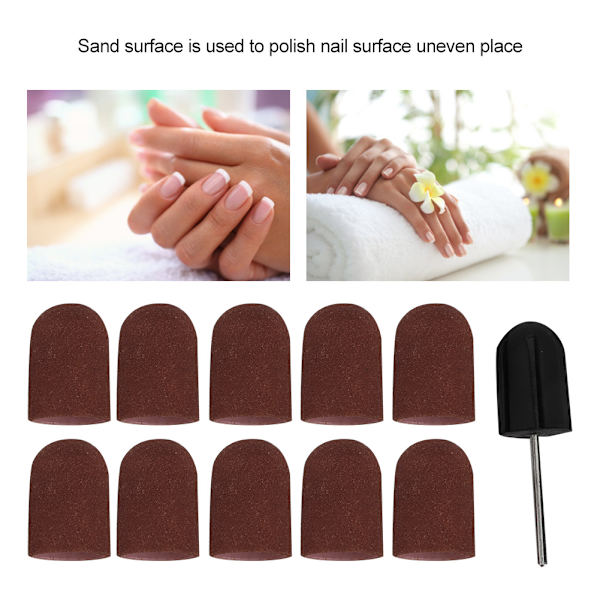 Nail Art Slipband Nagelpolering Sliphuvud Slipring Cap 16 x 25 mm (Brun)