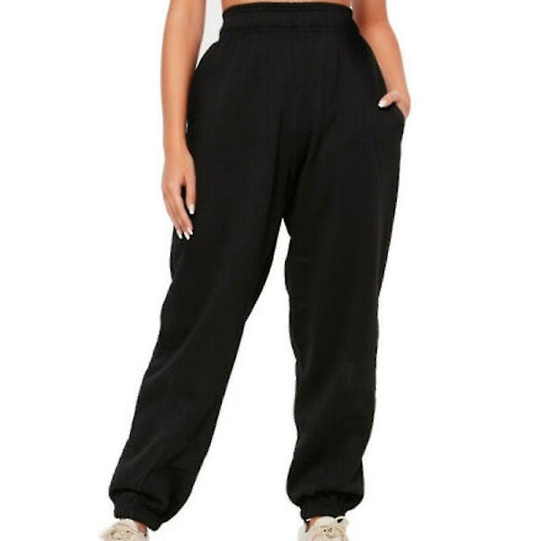 Avslappnade Oversized Dam Svarta Joggers Träningsoverallsbyxor XL