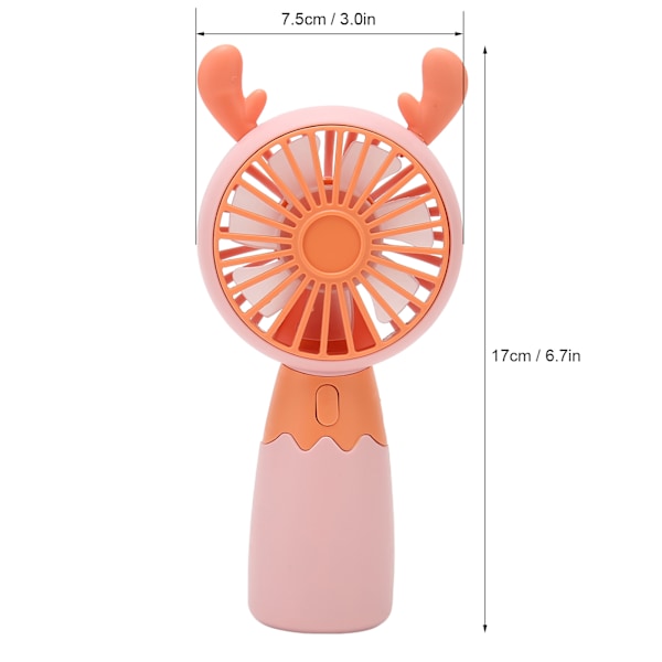 Handhållen Fläkt Med Öron i Hjortstil, USB-laddning, Ergonomisk, 300mAh Batteri, Ergonomisk Mini Portabel Fläkt för Hemresa Kontor Rosa