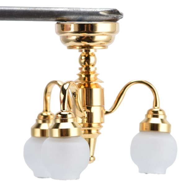 1:12 Dukkehuss Lysekrone Miniature Elegant LED Loftlys Dekoration