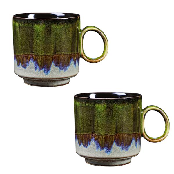 2 stk Keramisk Kaffe Kop Special Active Glaze Stor Kaffe Kop til Kontor 150ml Kapacitet Grøn