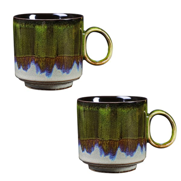 2st Ceramic Coffee Mug Special Active Glaze Large Coffee Mug for Office 150ml Capacity Green