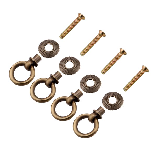 4pcs/pack Mini Simple Vintage Pull Rings Cosmetic Case Jewelry Box Fastener Handle Bronze