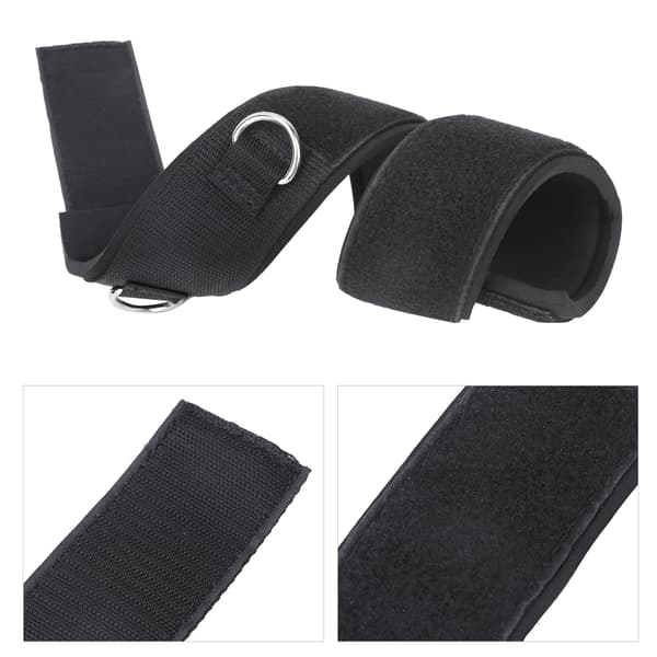 Cotton Black 2D Ring Elastic Rope Ankle Thigh Fitness Training Leg Cuff Adjustable Strength Training Accessory Black 2D