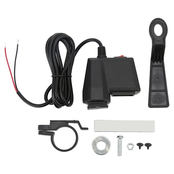 Motorsykkel Telefonlader El-sykkel 3.1A Dobbel USB Telefonlader Retrofit Kit med rød voltmeter