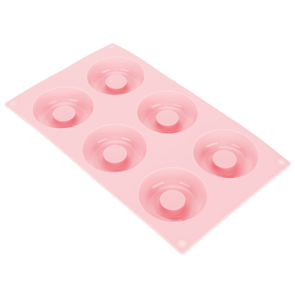 6 Huls Silikon Donut Bageplade Non-Stick Kage Cookie Form Værktøj Køkkenudstyr (Rosa)