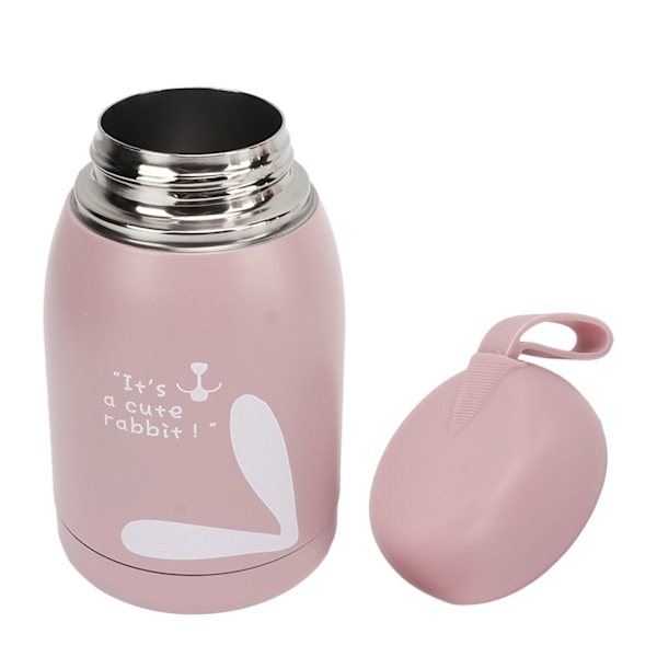 Barns isoleringskopp 12oz dubbelvägg bärbar kaninmönster isolerad vattenflaska för resor Rosa