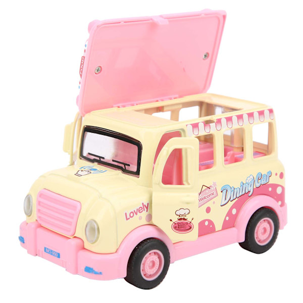 1:32 Barn Legering Matsalsbil Modell Barn Pull-Back Billeksaksdekoration med ljus musikgul