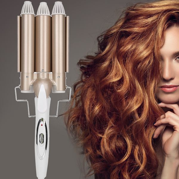 Trefløjet krøllejern Salon Frisure Waver Hårcrimper Frisørværktøj 25 mm 110‑240V US Stik