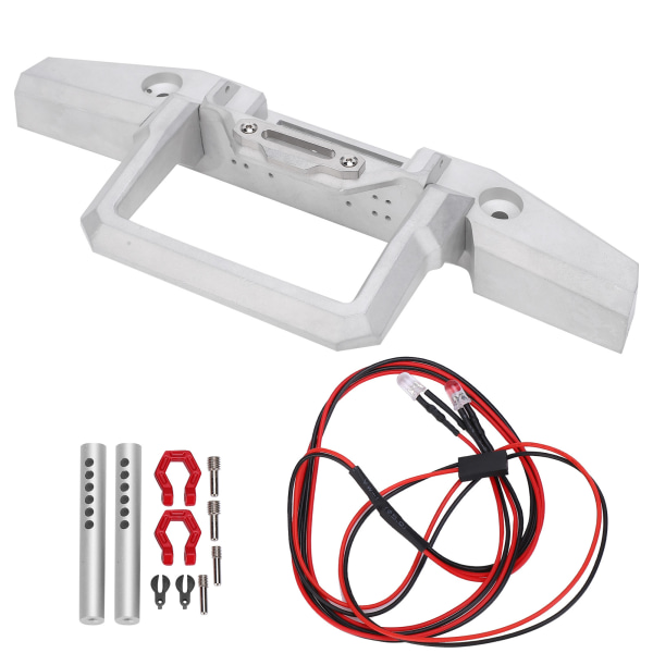 RC frontfanger med LED-lystilbehørssett passer for SCX10/TRX 1/10 RC bilmodell Sølv