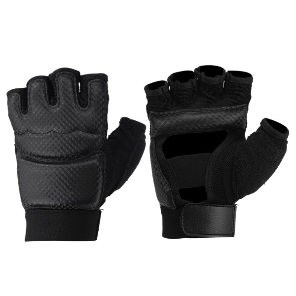 A Pair of Half Finger Boxing Gloves Black Taekwondo Hand Protector for Sports Training Fitness KickboxingL