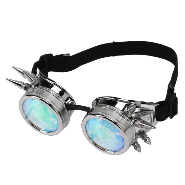 Steampunk-briller Retro PC ABS med elastisk stropp Kalejdoskop Rave Briller til Fest Gloss Silver