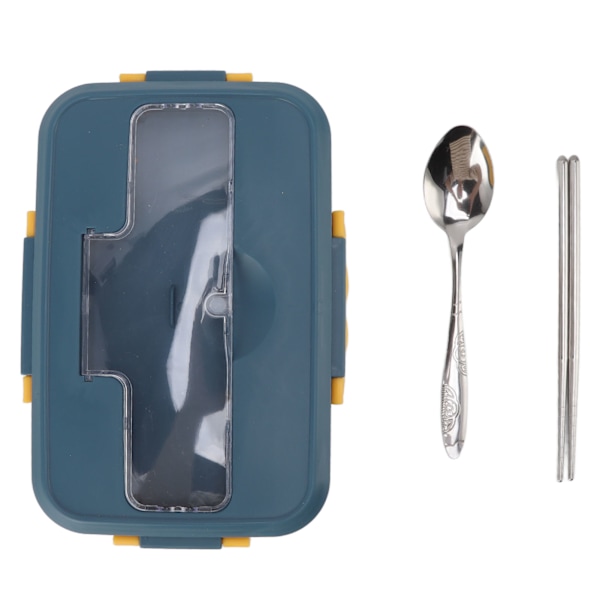 Bento Box Termisk Bento Madkasse med Ske og Spisepinde til Voksne Børn Studerende (Elegant Blå Madkasse Porcelæn)