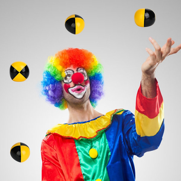 3st Gul Svart PU Dun Jonglering Bollar Clown Spelande Jonglering Ball Set för nybörjare