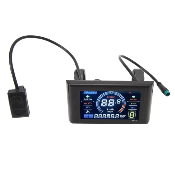 Elektrisk cykel S966 LCD-displaypanel 24-72V Lätt att installera Lätt vattentät cykeldisplaypanel för 22,2 mm 0,9 tum styren