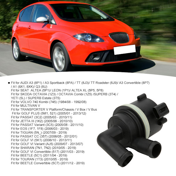 Extra vattenpump för motor 5N0965561 Passar AUDI A3 / TT /A1 / Q3