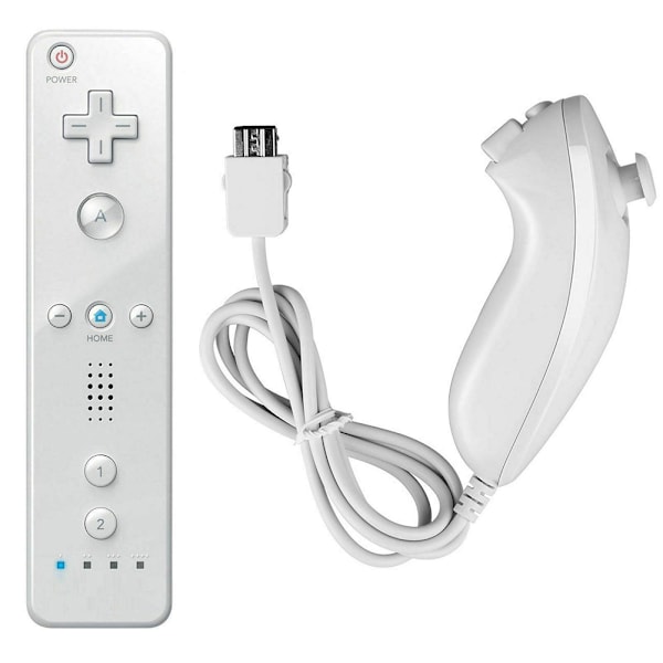 Fjernkontroll og Nunchuck Controller Set Combo kompatibel for klassiske spill