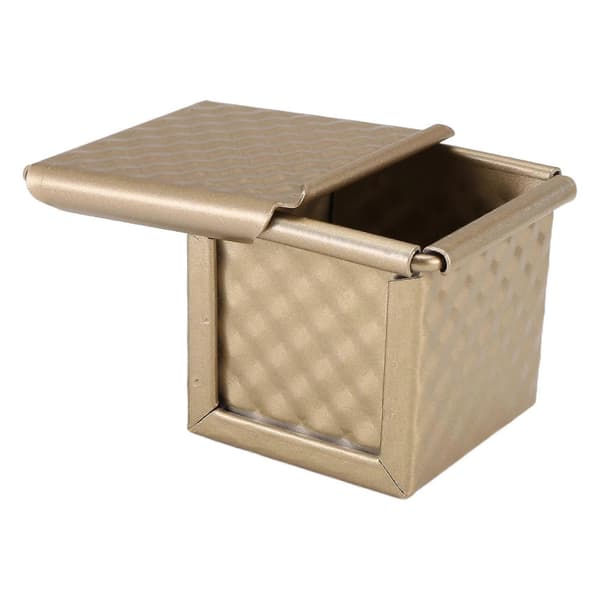 Firkantet brødform med låg, ristform, brødform, Pullman brødform med låg, non-stick mini vandkube, brødboks Gold