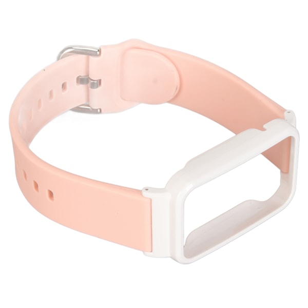 Silikonarmband för klockarmband med skyddande stötfångarfodral som ersätter tillbehör Passar för Mi Band 7 Pro rosa och vitt fodral