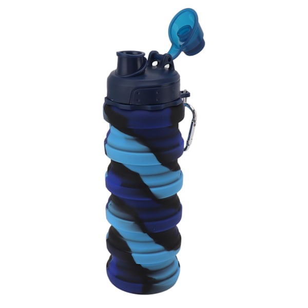 Foldbar Vandflaske 500 ml Fødevarekvalitet Silikon Bærbar Foldbar Sportvandflaske til Udendørs Rejser Fitness Camping Vandreture Blå