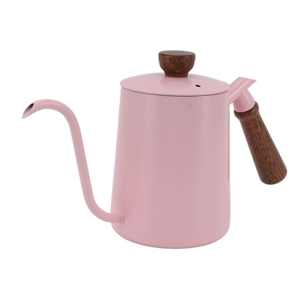 600 ml svanhals kaffekokare 304 rostfritt stål lång pip vattenkokare trähandtag hälla över kaffe tekanna rosa