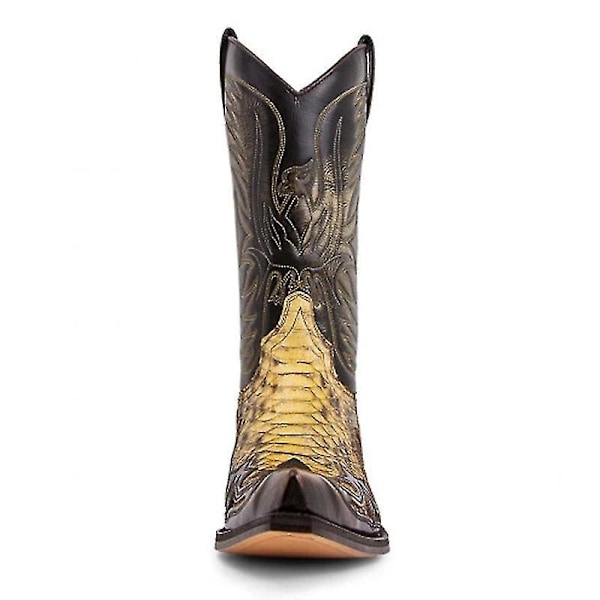 Färgblockerade broderade Python Western Boots - Herrskor