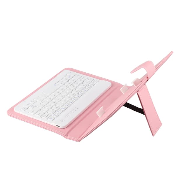 Trådløst Bluetooth-tastatur etui til iOS/Android-telefoner - Rosa