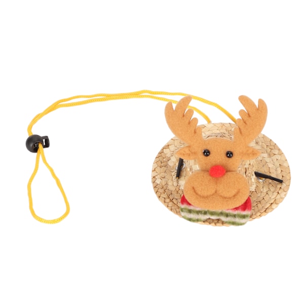 Bearded Dragon Hat Justerbar Spänne Älg Dekor Söta små husdjur halmhatt för hamster ödla marsvin L