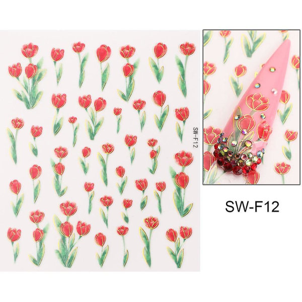 Spring Tulip Nail Art Sticker SW-F12