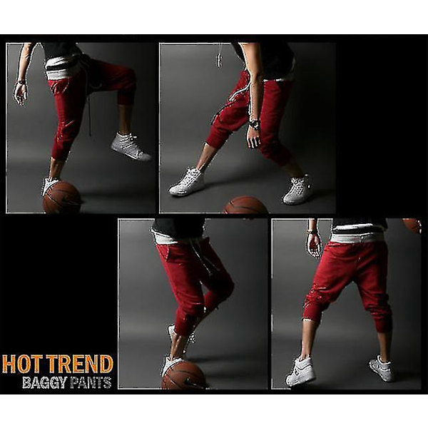Svarta XL herr 3/4 elastiska cargoshorts gym joggingshorts