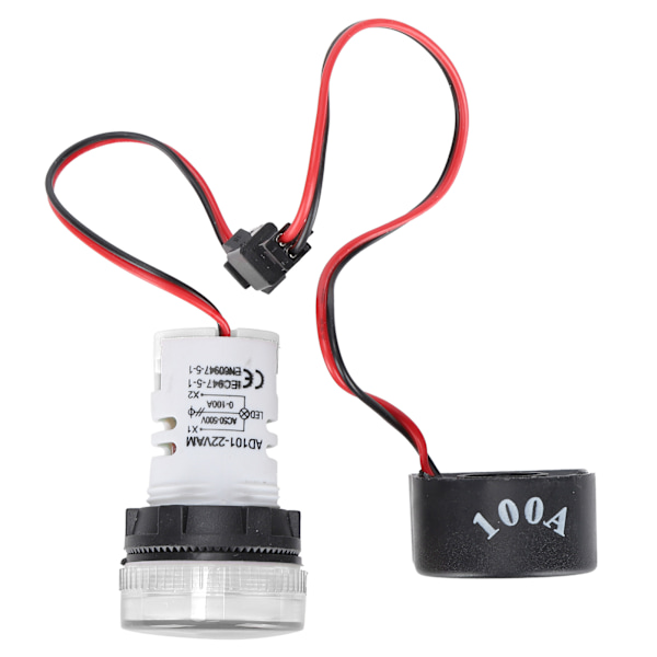 Strömsignalindikator Universal 2-displays rund lampa ljus 60~500V AC AD101-22VAMWhite