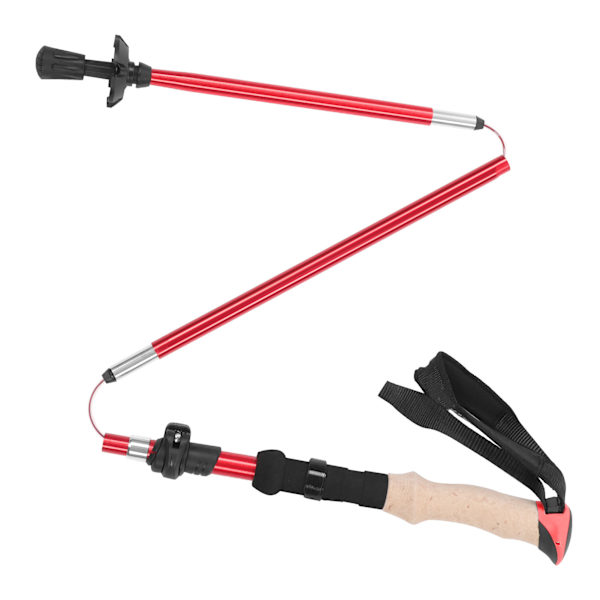 Teleskopisk Vandrestav Portabel Aluminium Legering Foldbar Vandrestav til Udendørs Sport Rød