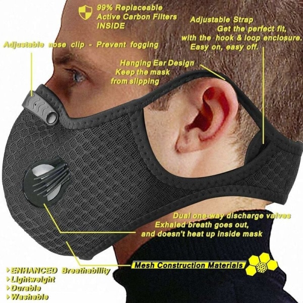 Utomhussportmask Ridmask för vuxna barn (engelsk väska för svart mask),HANBING