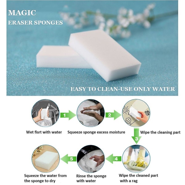 Magic Cleaning Sponge, 20 kpl Magic Eraser sieniä Melamiinivaahtopuhdistustyyny - pyyhekumisieni, ei kemikaaleja)