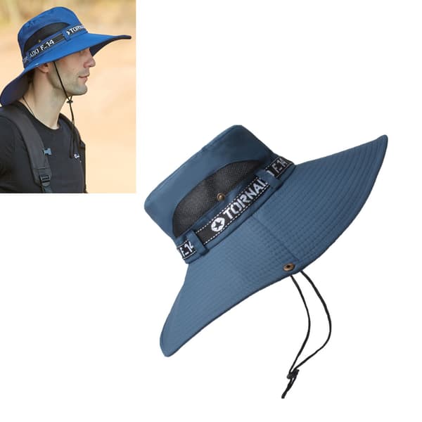 Fiskehat Andas Bomuld Polyester Stor Skyggehat til Mænd Sommer Bjergbestigning Blå