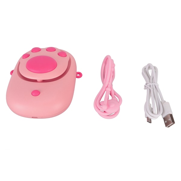 Halsbandsfläkt Kattklostil 3 Hastighetslägen USB-laddning 1500mAh Handsfree Hängande Halsfläkt med Snodd för Resor Camping Rosa