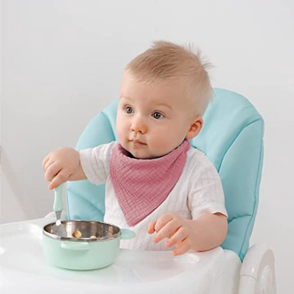 Bandana Baby-Smekker 10-pakke - Unisex Bomulls-Smekker for Jenter og Gutter - Sett med 10 Ensfargede for Tenner og Spytt