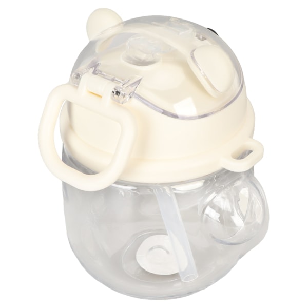 700ml Bjørn Vannflaske for Jenter Barn med Sugerør Justerbar Stropp Tegneserie Kawaii Vannflaske for Shopping Vandring Hvit