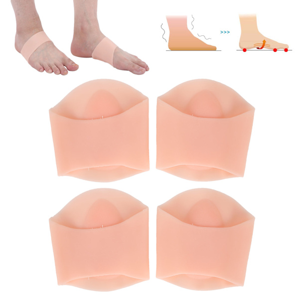 2 par valvstöd SEBS Flatfoot innersula Elastiska ortopediska strumpor FotbäddsförstärkareLjus hudfärg L