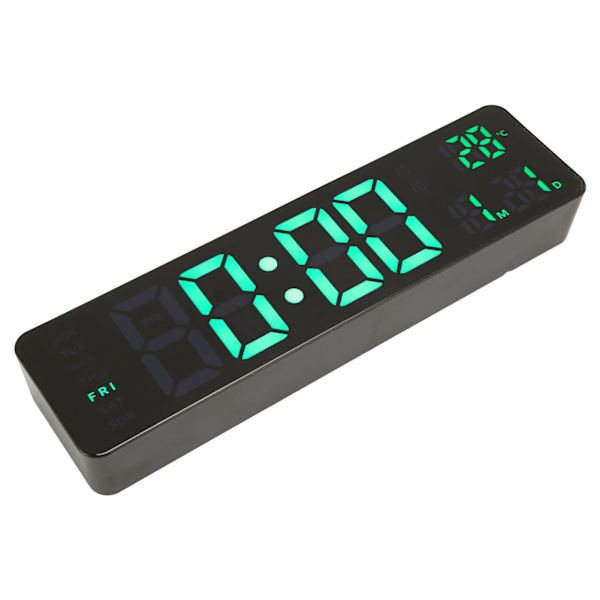 Digital väckarklocka 10in 12/24H Temperaturdisplay Batteridriven Tyst grön bakgrundsbelyst LED-klocka för kontor i sovrummet