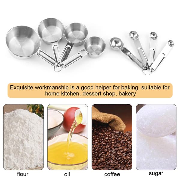 8 Pcs/Set Stainless Steel Measuring Spoon Cup Set with Scale Household Utensils for Kitchen Baking