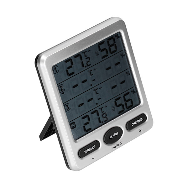 Luftfuktighet Temperaturmätare LCD Digital termometer Hygrometer med 3 fjärrsensorer TSWS10