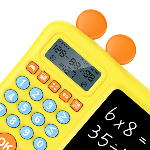 Children's Calculator with Notepad Addition Subtraction Multiplication Division Math Learning Machine with WordPad Yellow
