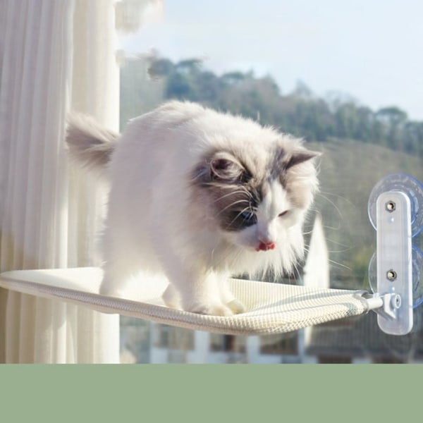 Cat Window Hängmatta hopfällbar sugkopp 44,1 lb lastbärande ventilerande Slitstark stickat nät Cat Window Abborre för hem inomhus