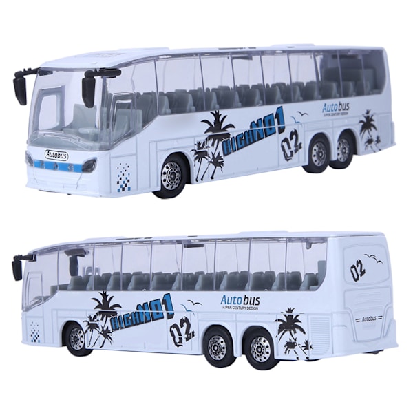 1:50 Simuleringsmodel af Transit Bus Legetøj Legering Træk Tilbage Bus Legetøj med Lys og Musik til Børn (Hvid)